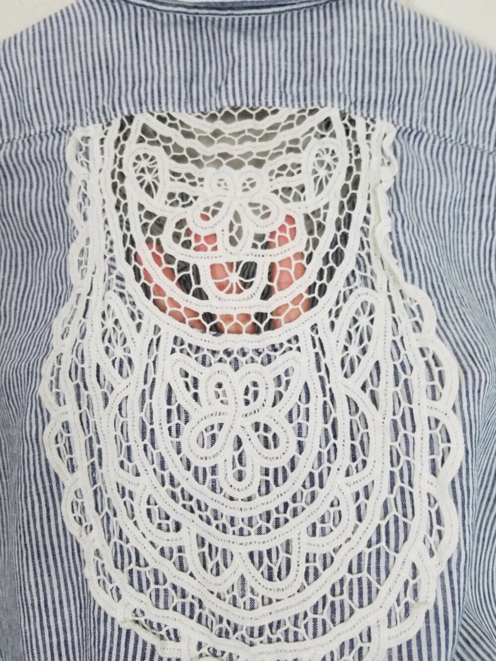 MAEVE by Anthropologie Linen Stripes Button Down Shirt Sleeveless Top Blouse M - Picture 5 of 6
